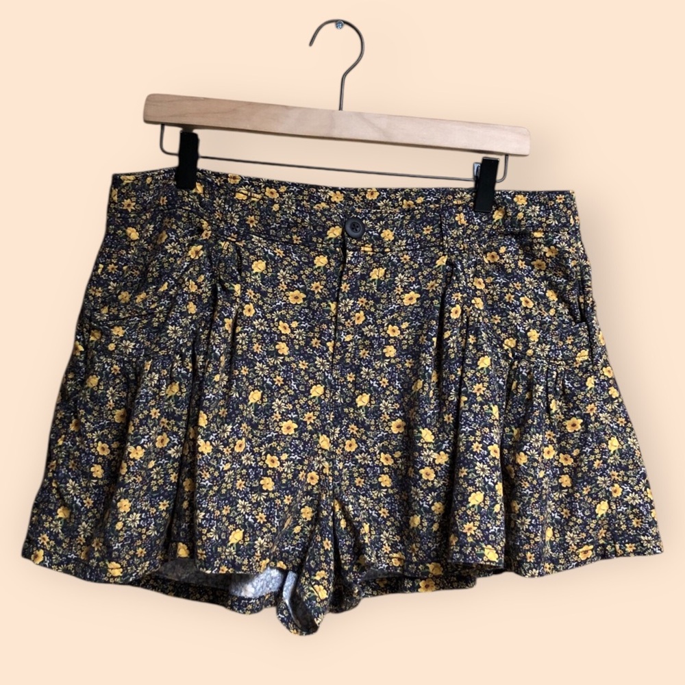 Free People Big Time Floral Print Trouser Shorts Cotton Linen Boho Women’s 12